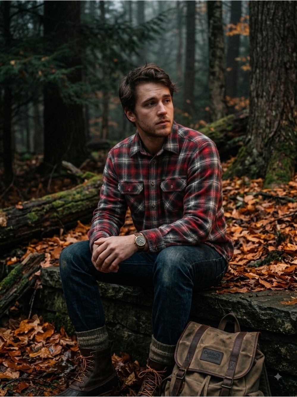 Guide Series Heavyweight Flannel Cotton Plaid Shirt Size Large Outdoor Workwear